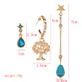 Gold Jewelry Alloy Star Charm Stud Bead Earrings for Girls Fashion